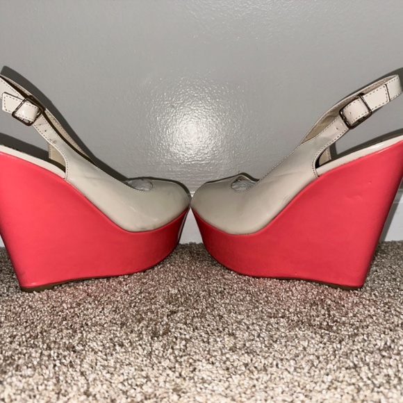 Color block peep toe wedge heels - Picture 3 of 4